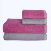 600 GSM Bamboo Towels Set Of 4 - Purple & Grey